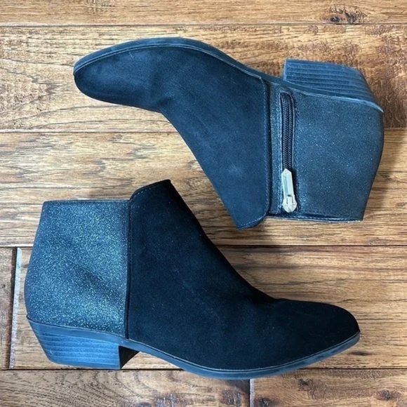 Sam Edelman Black Sparkle Shimmer Vegan Leather Ankle Boots Booties Size 5 - Picture 13 of 13